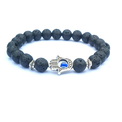 Evil Eye Natural Stone Bracelet – Handmade Electroplated Bead Bracelet
