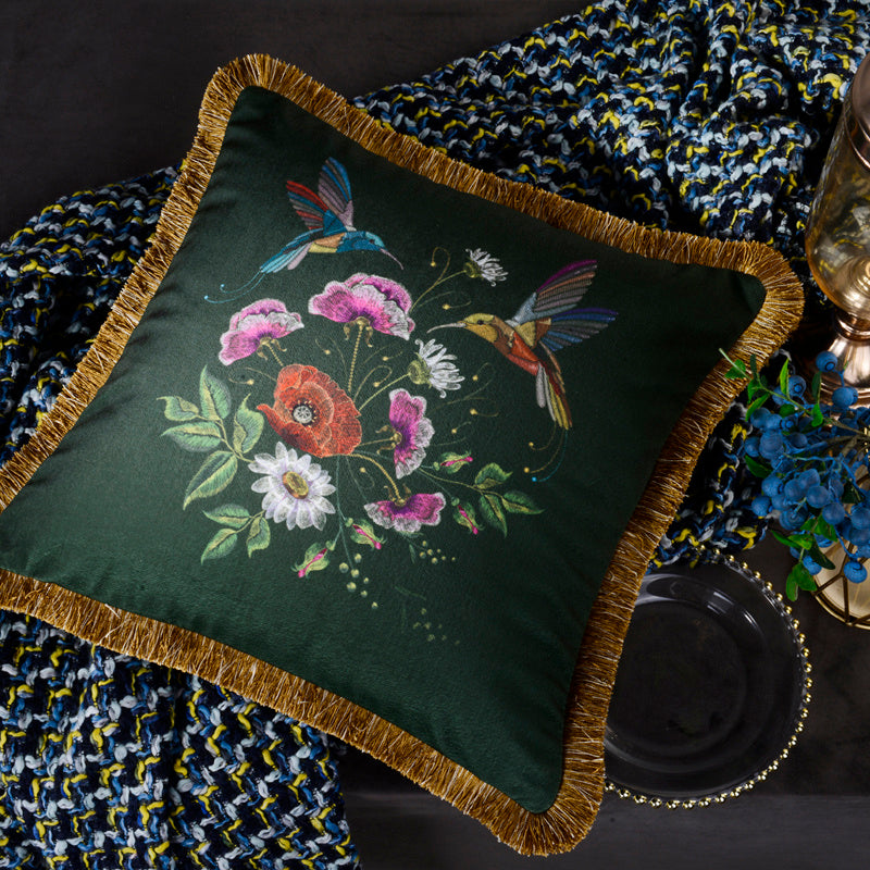 Retro Tassel Sofa Cushion Pillow 45x45cm – European Style Nature Print Backrest Pillow with Thick Rope or Tassel | 9 Designs