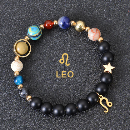 Eight Planets Zodiac Bracelet – Frosted Natural Stone Beads for All 12 Signs