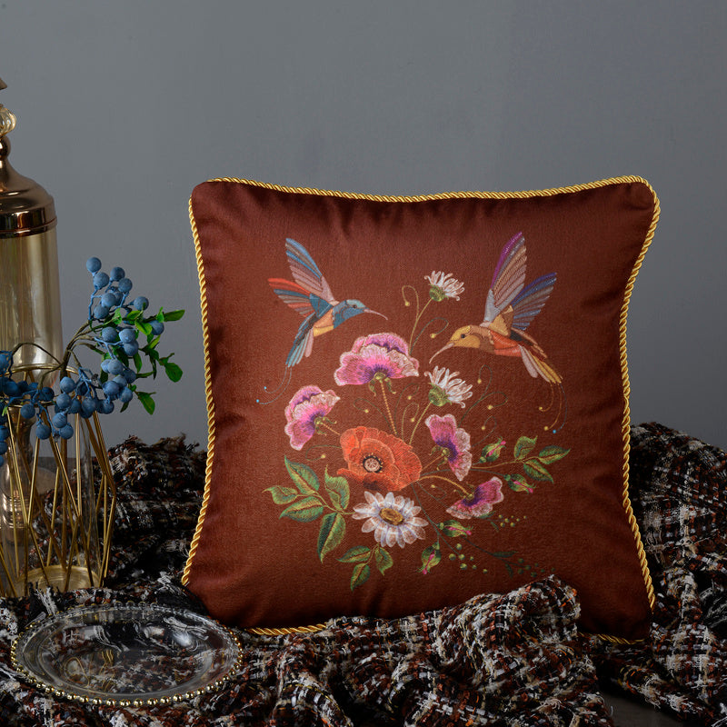 Retro Tassel Sofa Cushion Pillow 45x45cm – European Style Nature Print Backrest Pillow with Thick Rope or Tassel | 9 Designs