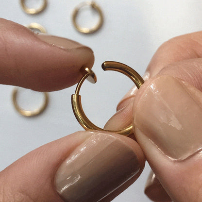 Titanium Steel No-Piercing Ear Clip – Gold & Silver Hoop Earrings for Women
