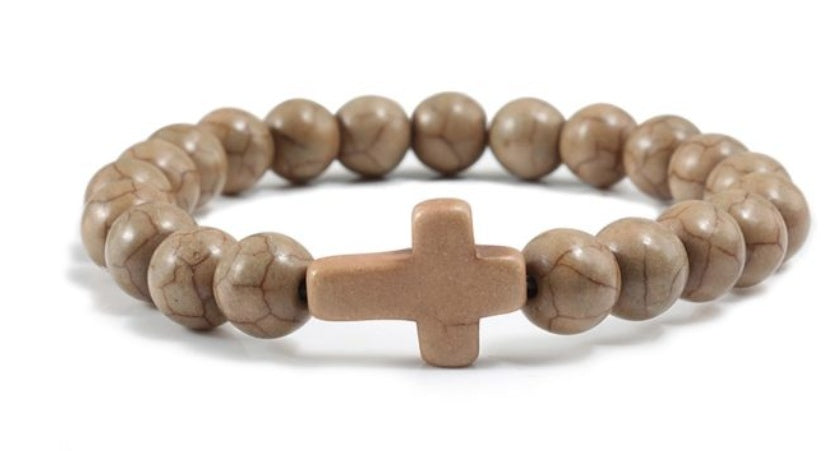Turquoise Cross Bead Bracelet – Colorful Natural Stone Jewelry for Men & Women