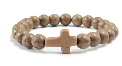Turquoise Cross Bead Bracelet – Colorful Natural Stone Jewelry for Men & Women