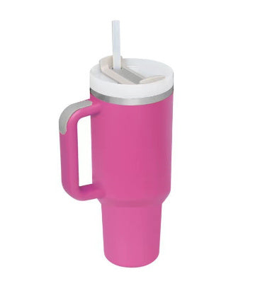 40 Oz Insulated Tumbler with Handle & Straw – Stainless Steel Vacuum Cup