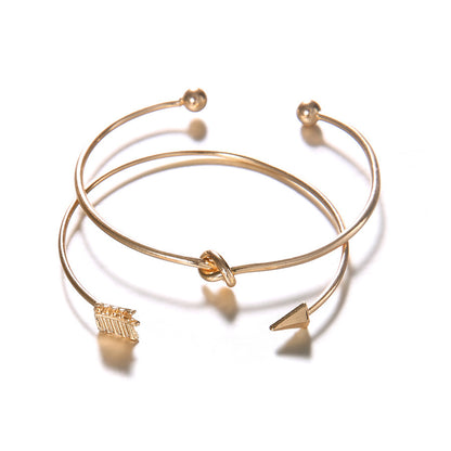 Vintage Arrow Knotted Cuff Bracelet – Gold Alloy Jewelry for Women
