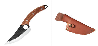 Stainless Steel Hand Hammered Boning Knife – Household Kitchen Knife with Wood Handle