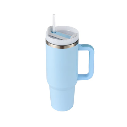 40 Oz Insulated Tumbler with Handle & Straw – Stainless Steel Vacuum Cup