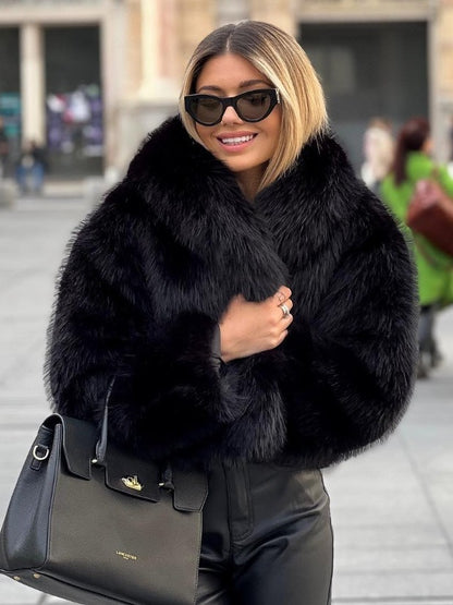 Women's Winter Plush Coat – Warm Fluffy Lapel Jacket