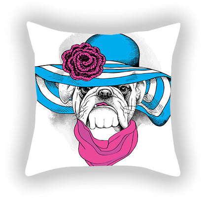 Blue Series Pet Dog Print Pillow Cover – Sofa, Balcony & Car Cushion Case for Dog Lovers