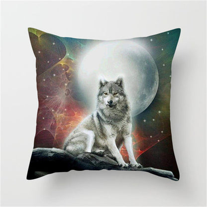 3D Fluorescent Wolf Polyester Pillowcase – Home Decoration Cushion Cover (No Pillow Core)