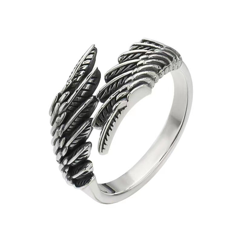 Love Couple Angel Wings Silver Ring – Romantic Jewelry for Women