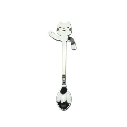 304 Stainless Steel Cartoon Cat Handle Coffee Spoon – Cute Hanging Teaspoon