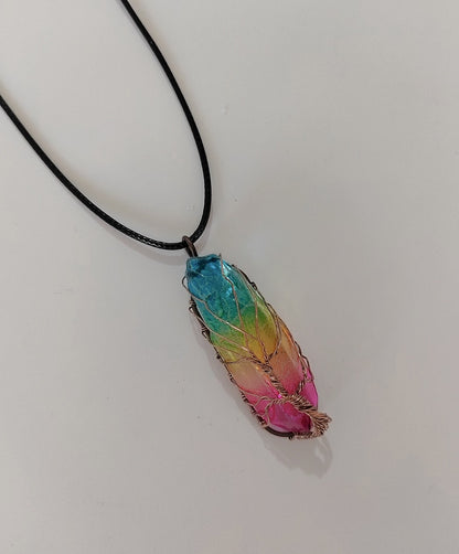 Crystal Pillar Tree of Life Pendant Necklace