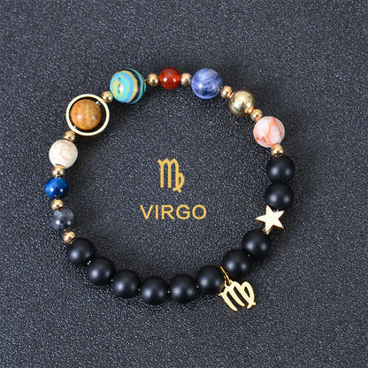 Eight Planets Zodiac Bracelet – Frosted Natural Stone Beads for All 12 Signs