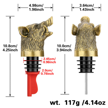 Wild Boar Head Wine Pourer & Bottle Stopper – Vacuum Sealing Wine Spout for Cocktails & Whiskey