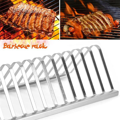 Stainless Steel BBQ Rib Rack – Smoking & Grilling Holder Stand for Outdoor Picnic