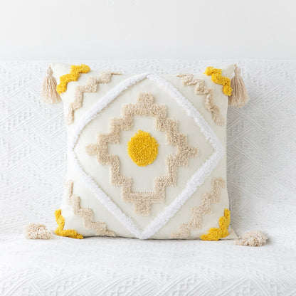 Bohemian Geometric Tufted Pillowcase – Decorative Cushion Cover for Sofa & Home Decor