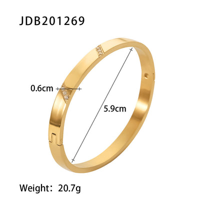 Gold-Plated Stainless Steel Bracelet with Zirconia – Trendy Women’s Jewelry