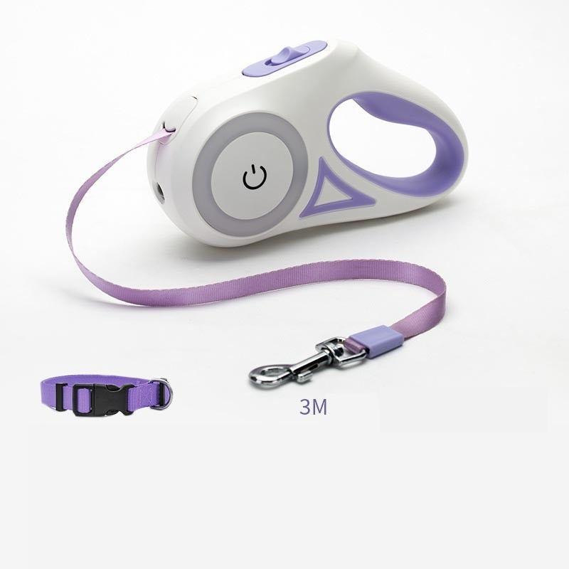 Retractable Dog Leash with Collar – One-Button Brake for Small & Medium Dogs