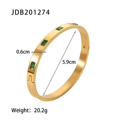 Gold-Plated Stainless Steel Bracelet with Zirconia – Trendy Women’s Jewelry
