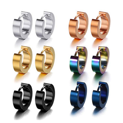 Simple Stainless Steel Hoop Earrings – Electroplated 4×9mm Jewelry for Women
