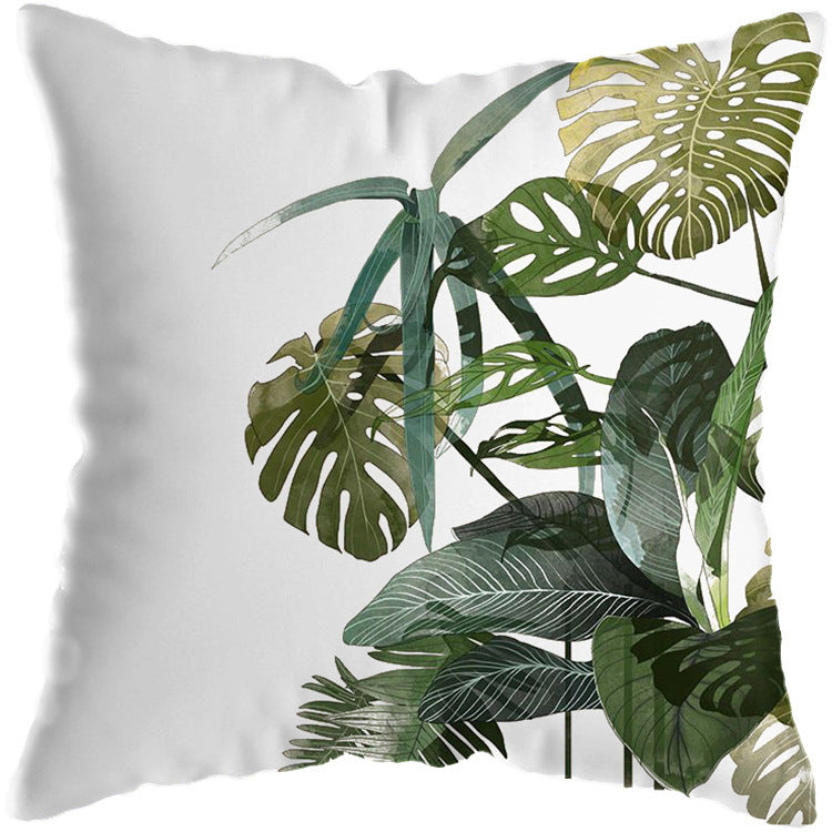 Tropical Plant Cushion Cover – Botanical Print Throw Pillow Case for Living Room Sofa