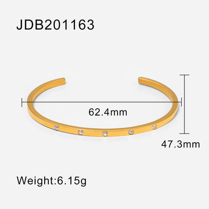 Gold-Plated Stainless Steel Bracelet with Zirconia – Trendy Women’s Jewelry