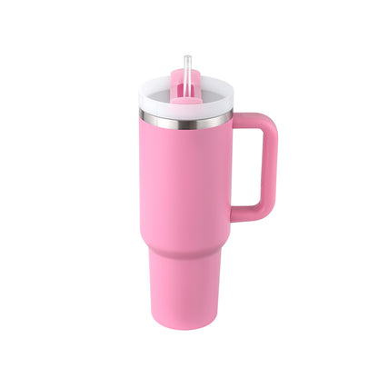 40 Oz Insulated Tumbler with Handle & Straw – Stainless Steel Vacuum Cup