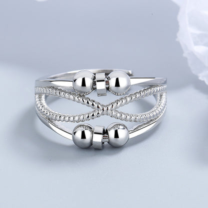 Rotatable Double-Layer Hollow Anxiety Relief Ring – Open Design for Women