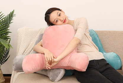 PP Cotton Plush Back Pillow with Armrests 55x35x20cm – Lumbar Support Cushion for Bed, Sofa, Car & Office