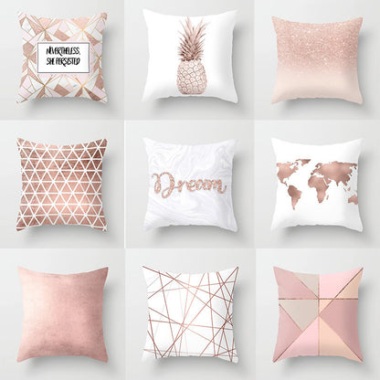 Pink Sofa Cushion Pillowcase – Soft Decorative Throw Pillow Cover for Living Room & Bedroom