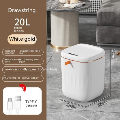 Smart Sensor Trash Can with Lid – Auto Open, UV Sterilization & Odor Control