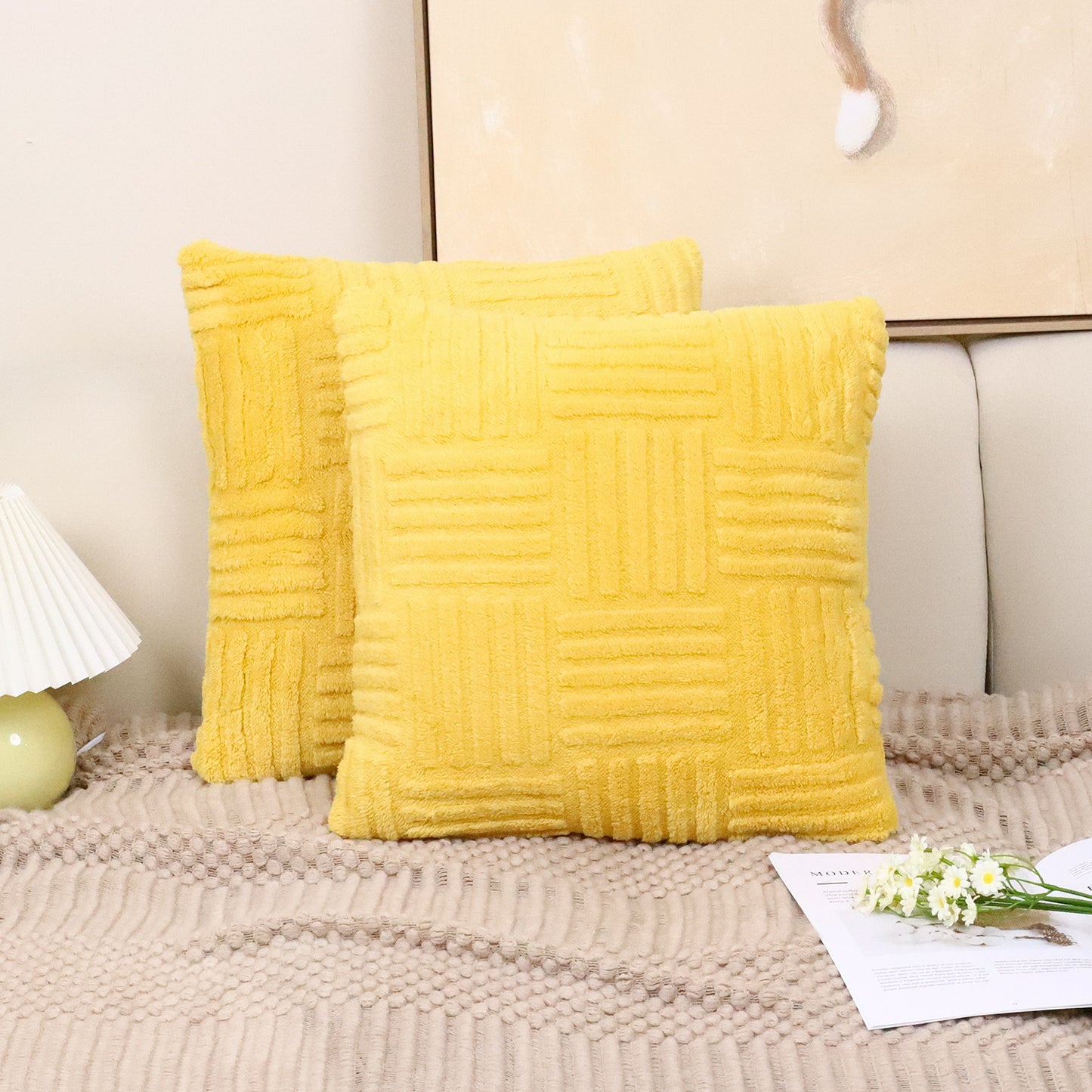 Woven Plush Pillowcase – Soft Textured Cushion Cover for Sofa & Bedroom Decor
