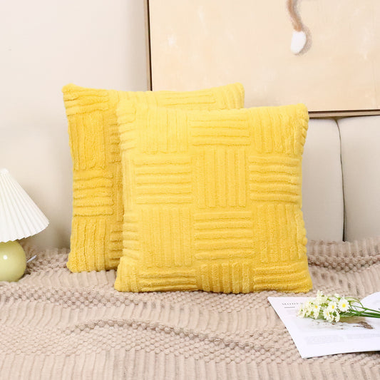 Woven Plush Pillowcase – Soft Textured Cushion Cover for Sofa & Bedroom Decor
