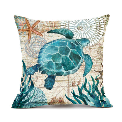 Sea Turtle Printed Throw Pillow Cases – Ocean Cushion Covers for Home Decor Sofa & Chair Seat