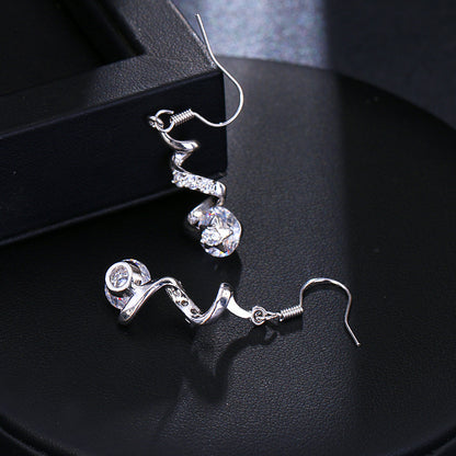 Purple Zircon Spiral Ear Hook Earrings – Geometric Copper Jewelry for Women