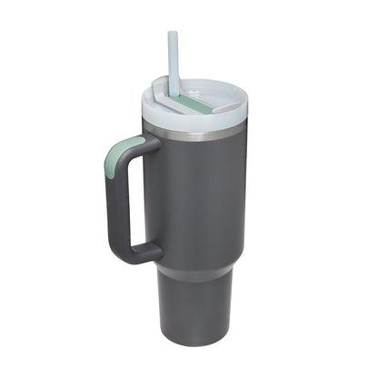40 Oz Insulated Tumbler with Handle & Straw – Stainless Steel Vacuum Cup