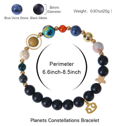 Eight Planets Zodiac Bracelet – Frosted Natural Stone Beads for All 12 Signs