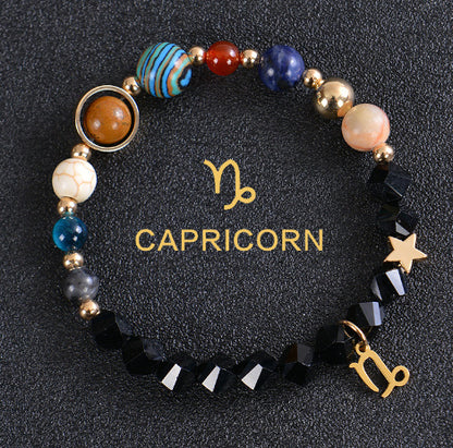 Eight Planets Zodiac Bracelet – Frosted Natural Stone Beads for All 12 Signs