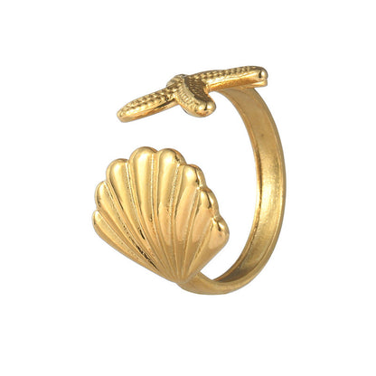 Titanium Steel Shell Ring – Unique Design Fashion Jewelry for Women