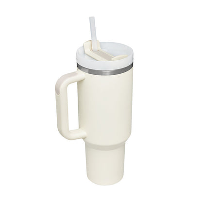 40 Oz Insulated Tumbler with Handle & Straw – Stainless Steel Vacuum Cup