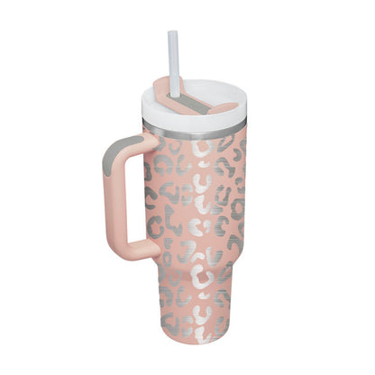 40 Oz Insulated Tumbler with Handle & Straw – Stainless Steel Vacuum Cup