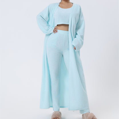 Cozy 3 Piece Pajama Lounge Set – Soft Fluffy Loungewear for Women