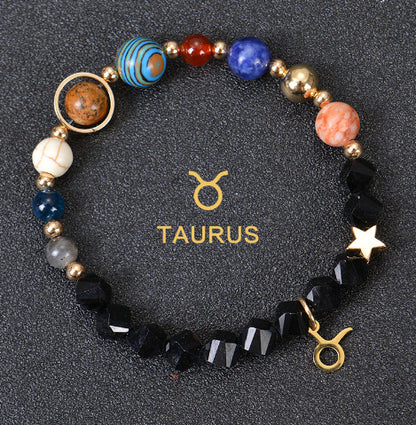 Eight Planets Zodiac Bracelet – Frosted Natural Stone Beads for All 12 Signs