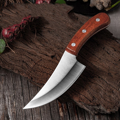 Forged Picnic Knife – Sharp Non-Grinding Outdoor Knife with Leather Sheath