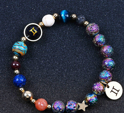 Zodiac Constellation Volcanic Rock Bracelet – Natural Stone Beads for All 12 Signs