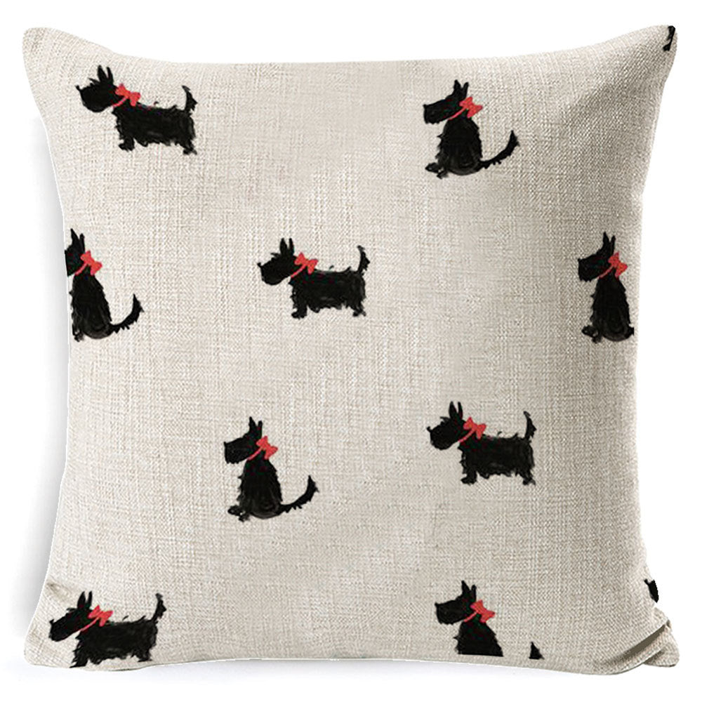 Vintage Dog Print Cotton Pillow Case 45x45CM – Cute Cushion Cover for Sofa & Home
