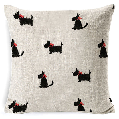 Vintage Dog Print Cotton Pillow Case 45x45CM – Cute Cushion Cover for Sofa & Home