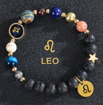 Eight Planets Zodiac Bracelet – Frosted Natural Stone Beads for All 12 Signs