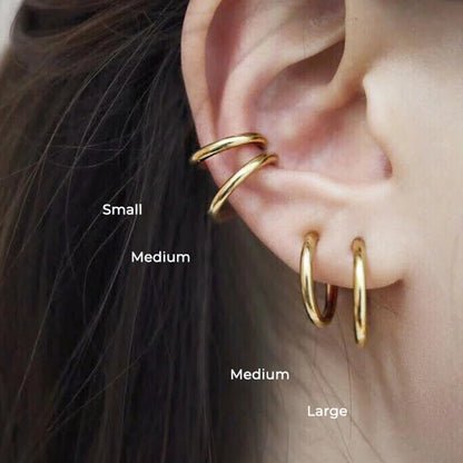 Titanium Steel No-Piercing Ear Clip – Gold & Silver Hoop Earrings for Women